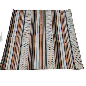 Vintage Multi-colored Square Scarf White Brown Orange Striped Dots 21"